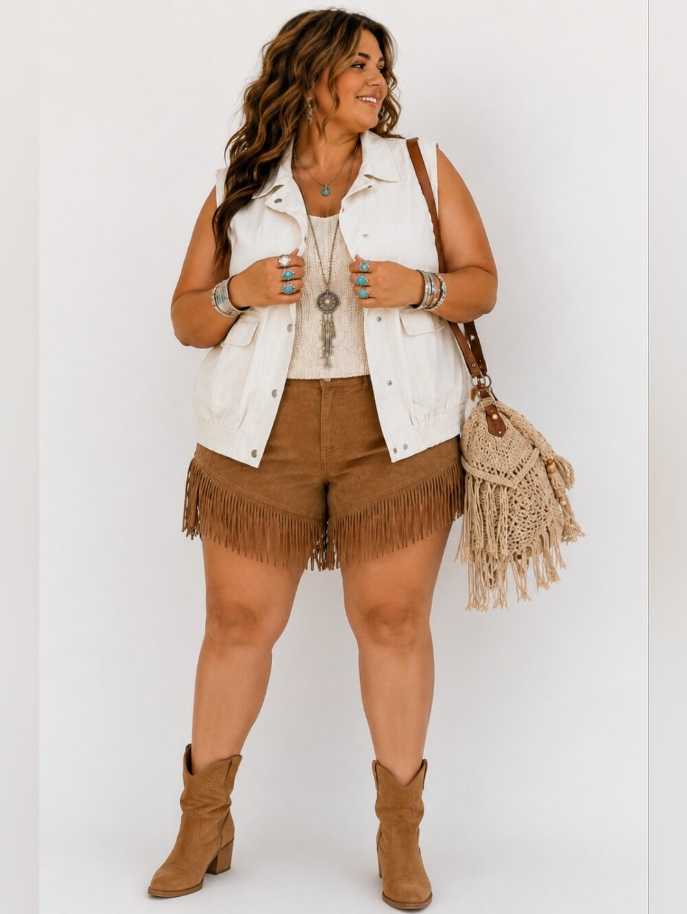 NWT Dokotoo White 100% Cotton Utility Vest 2XL Boho Western Safari Lightweight